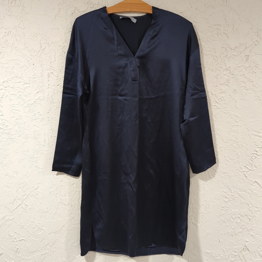 Vince Black 100% Silk Longsleeve Dress Women's Small Slip Basic Luxury Cocktail